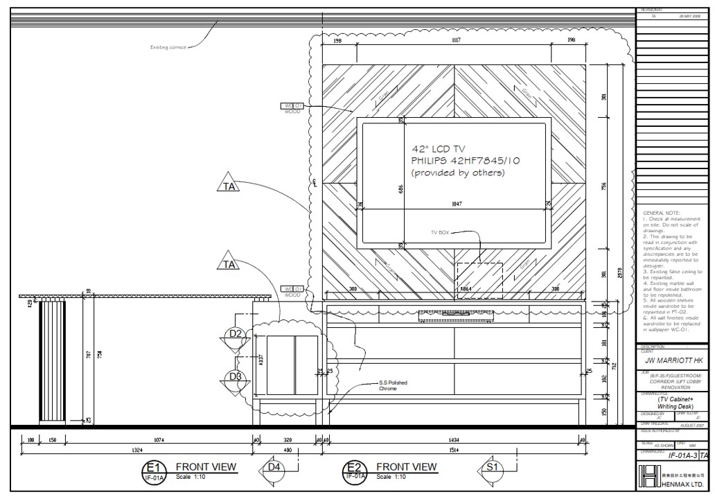 Plan View of TV Cabinet + Writing Desk - Click to enlarge