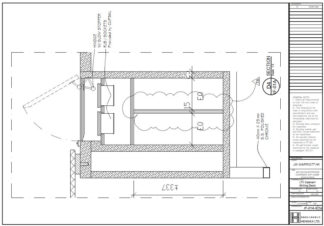 Part Section Detail of TV Cabinet + Writing Desk - Click to enlarge
